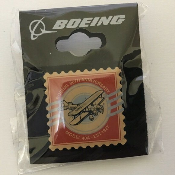 Boeing Airplanes 96th Anniversary Postage Stamp Pin Back Button Fast Shipping - Picture 1 of 2
